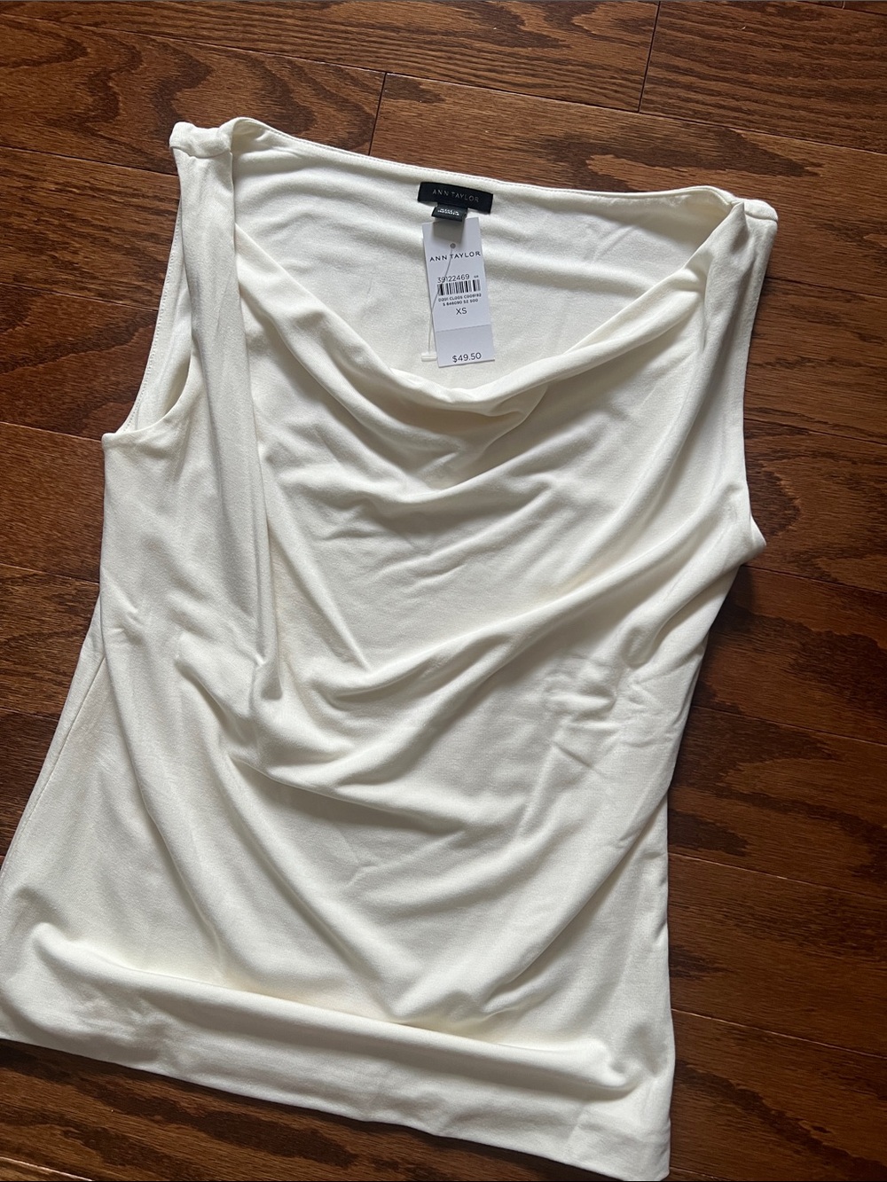 Ann Taylor Cream Draped Neck Sleeveless Camisole